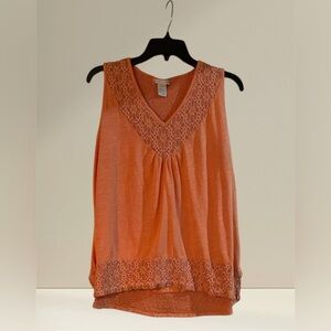 Design History Coral Crochet V-Neck Sleeveless Top